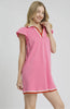 Umgee Contrast Trim Cap Sleeve Mini Dress