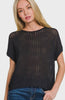Zenana Viscose Crochet Knit Sheer Hollow Sweater