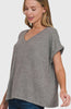 Zenana Soft Melange Hacci V-neck Tee