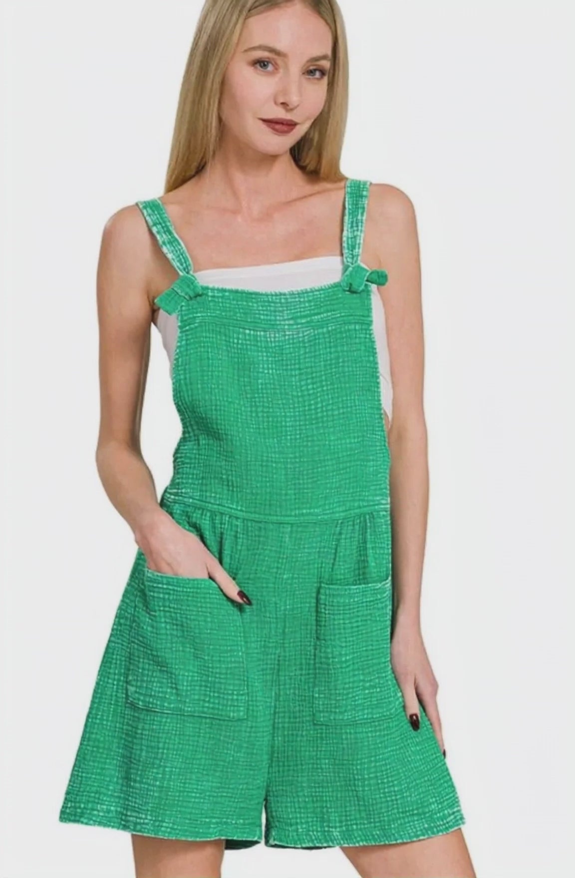 Zenana Woven Double Gauze Acid Washed Romper