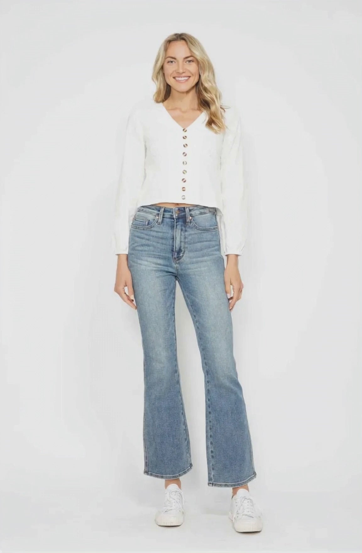 Judy Blue Full Size Tummy Control Back Embroidered Pocketed Bootcut Jeans Plus Size