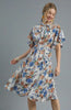 Umgee Floral Print Flutter Sleeve Dress
