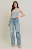Judy Blue Full Size Hw Destroy & Knee Patch Straight Jeans Plus Size