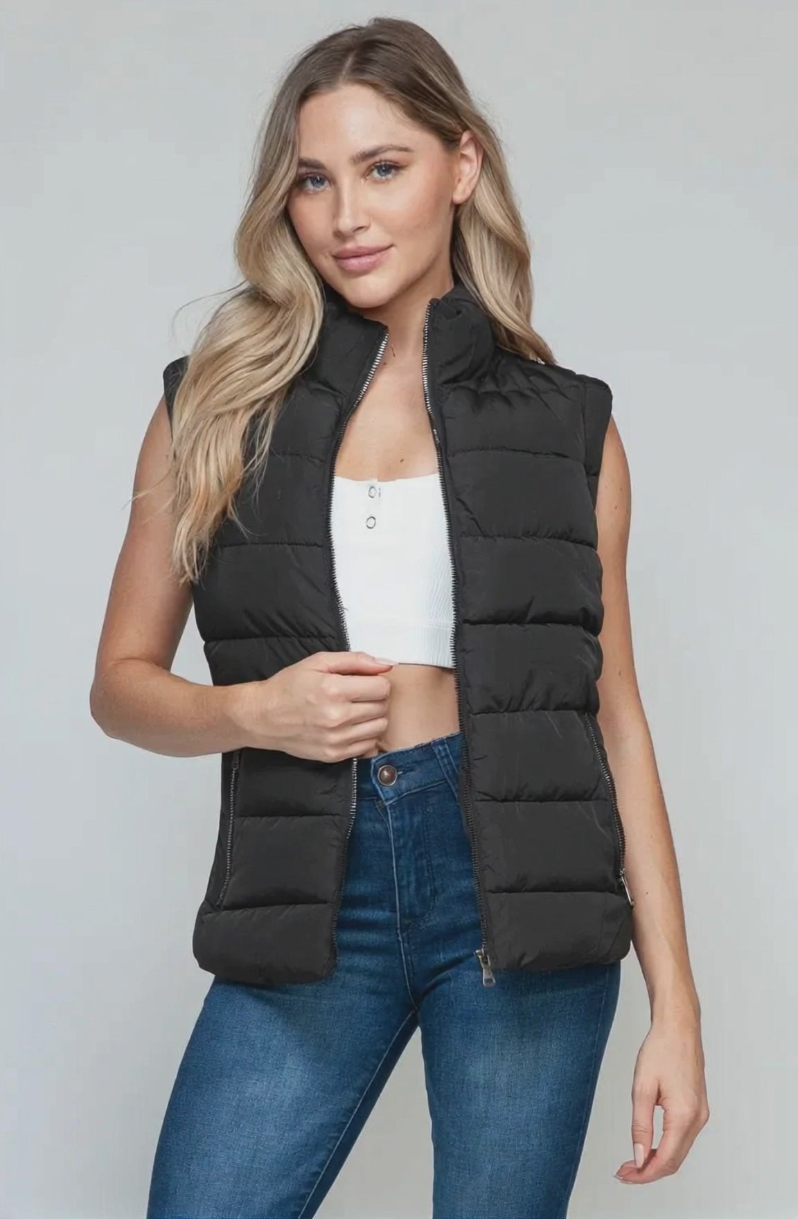 Snobbish Zip Up Turtleneck Vest with Pockets
