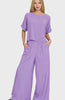 Zenana Round Neck T-Shirt and Wide Leg Pants Set