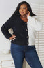 Angel Wings Woven Right Contrast Button-Front V-Neck Cardigan