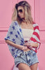 BiBi American Flag Theme Cocoon Knit Cardigan