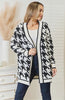 Mandy Woven Right Houndstooth Open Front Longline Cardigan