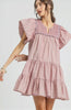 Umgee Floral Ruffled Cap Sleeve Tiered Mini Dress