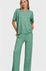 Zenana Soft Melange Short Sleeve Tee & Long Pants Set