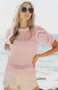 BiBi Crochet Knit Cover Up With Puff Sleeves