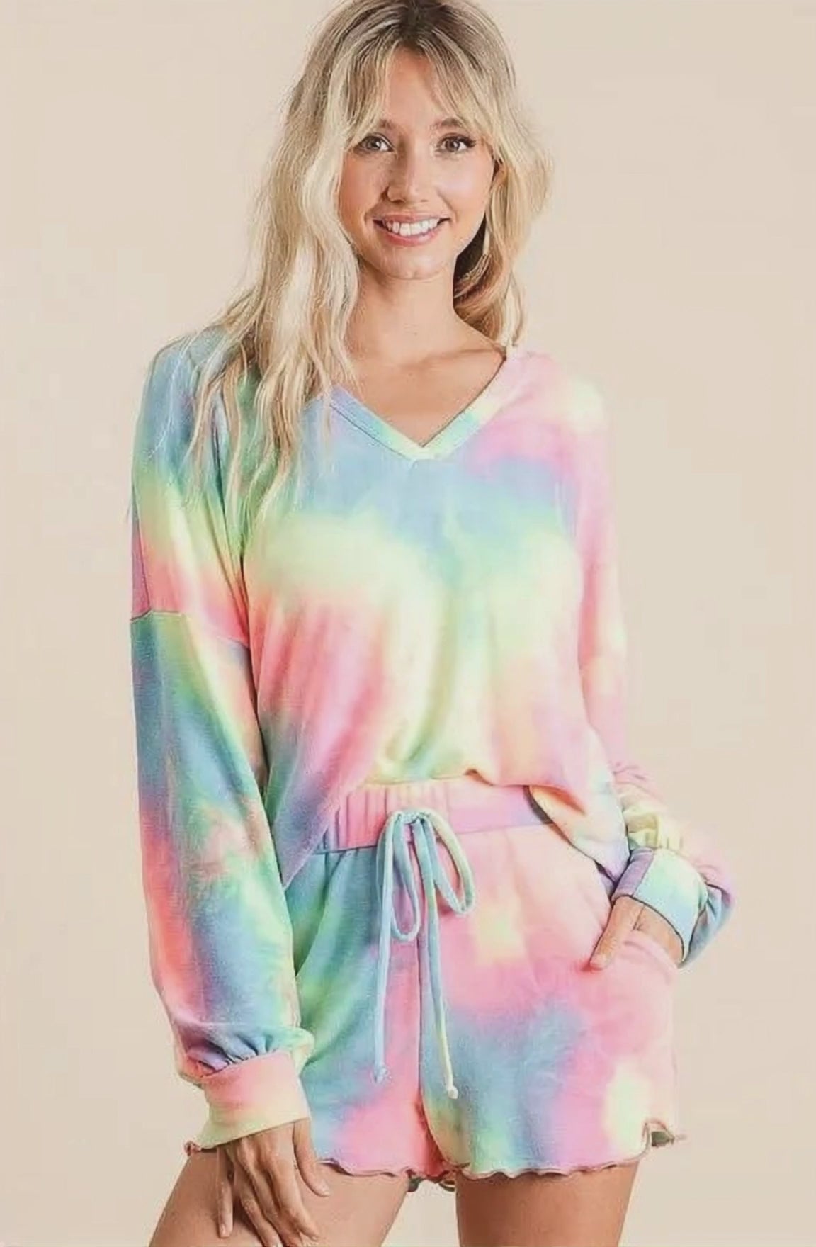 BiBi Tie Dye French Terry Top and Shorts Set